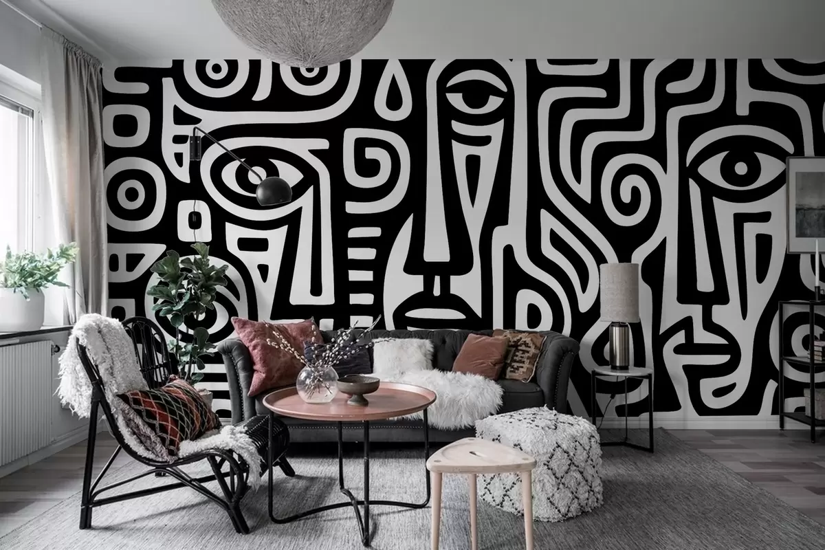 murais de parede Detalhes faciais estilizados w04186