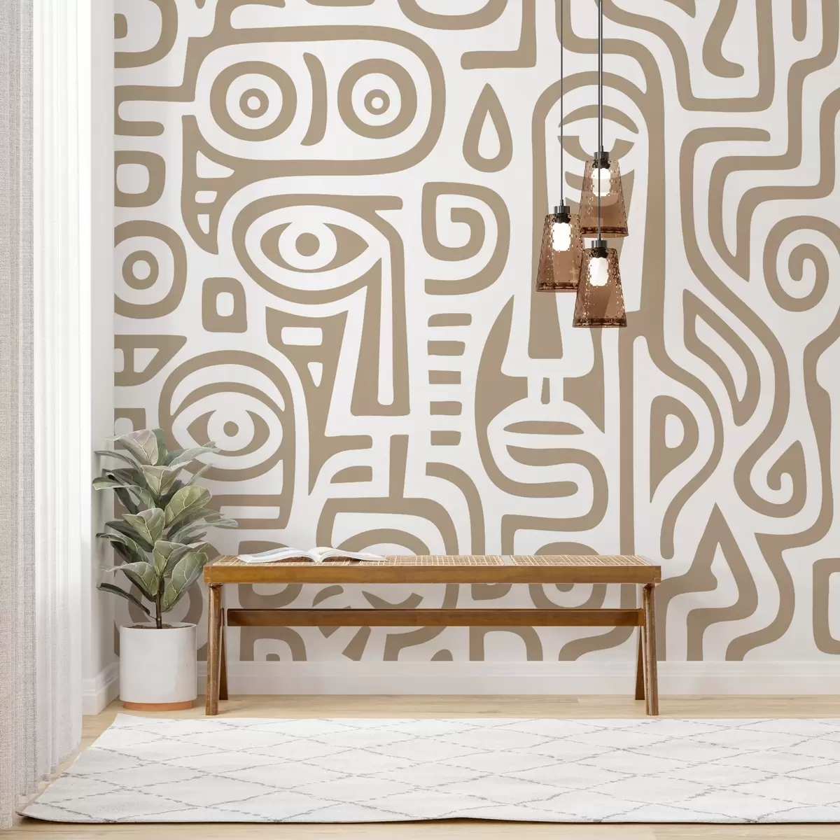 murais de parede Detalhes faciais estilizados w04186v2