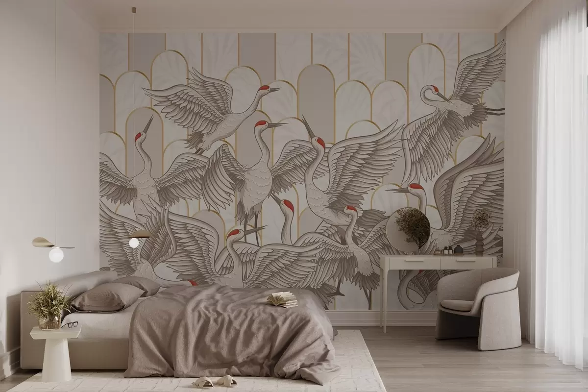 murais de parede Pássaros e arcos vintage w04193