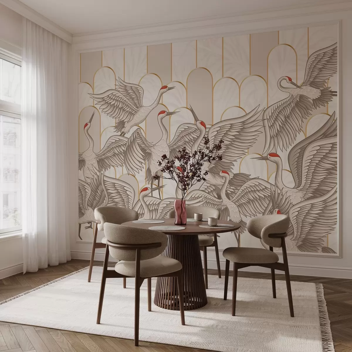 murais de parede Pássaros e arcos vintage w04193