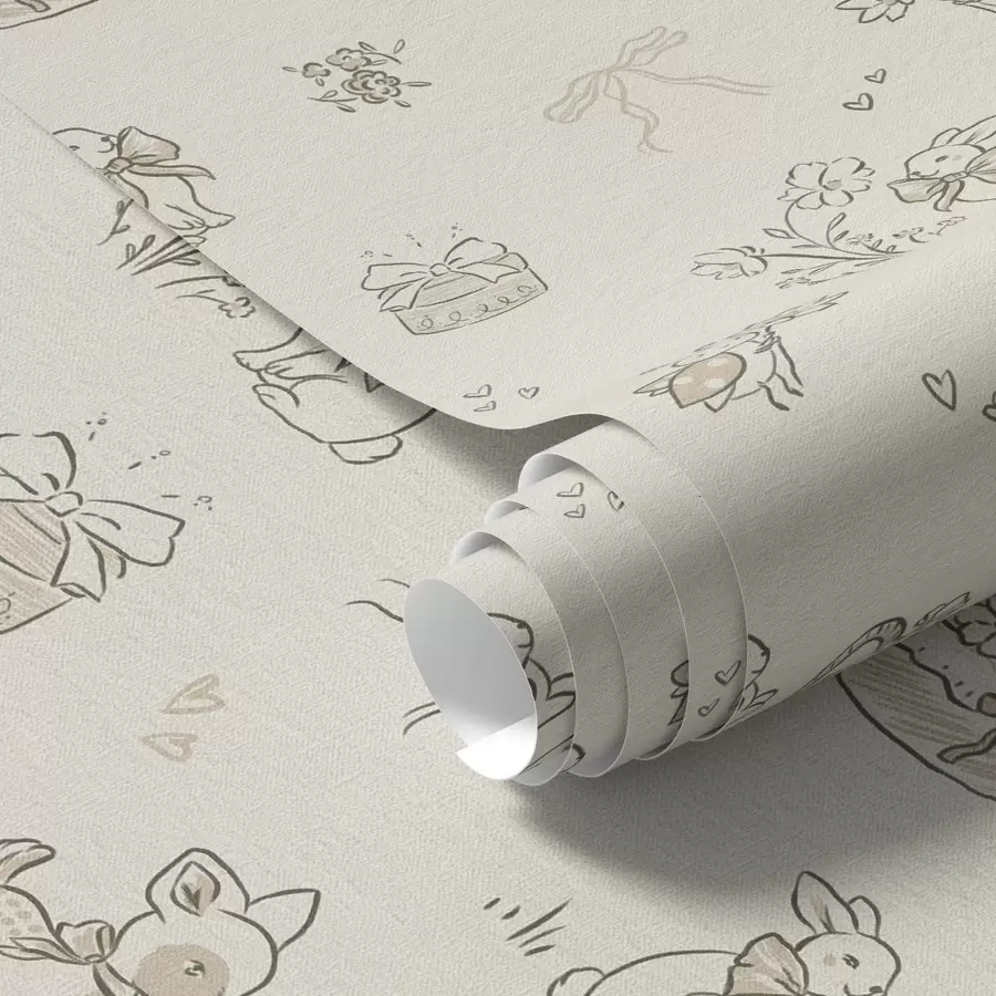 murais de parede Cenário bonito de floresta com veados, coelhos e abelhas a00215