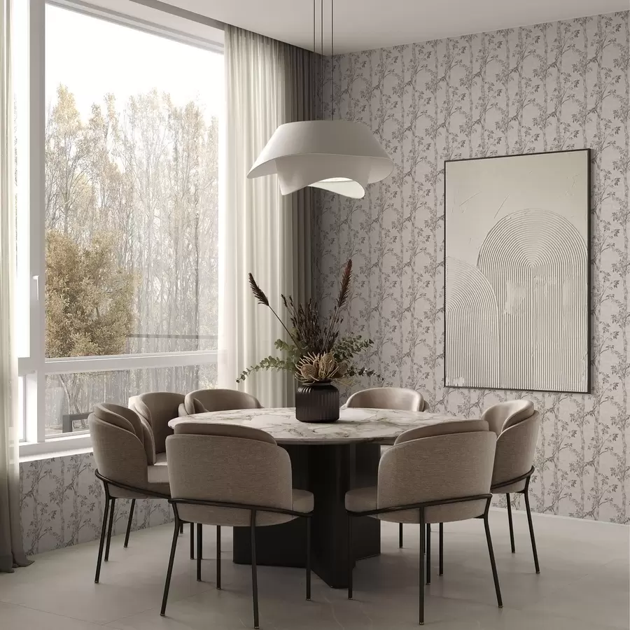 murais de parede Ramos de bétula com folhas, fundo texturado a00257v1