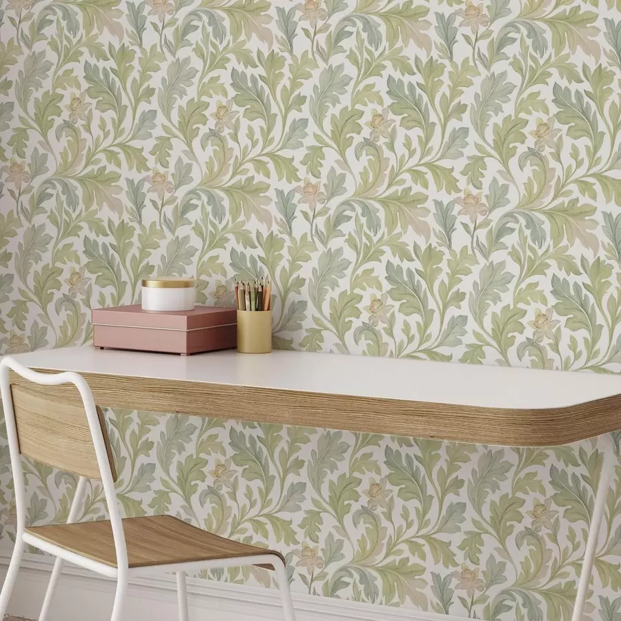 murais de parede Ornamento floral vintage sobre fundo branco a00277v2