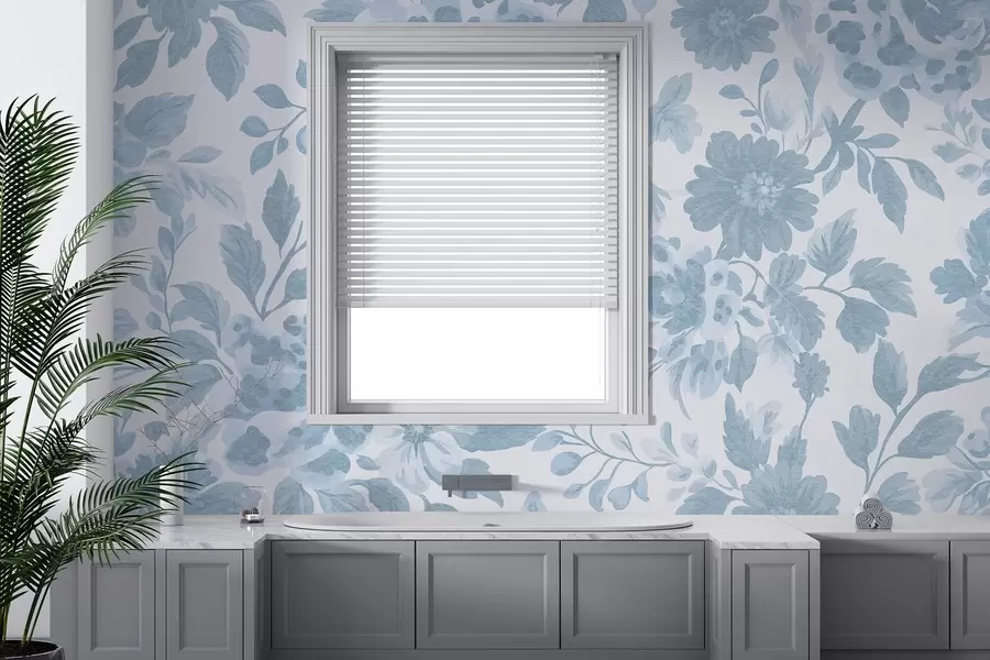 murais de parede Flores estilo boho com estampado de leopardo, cor azul w04114v1