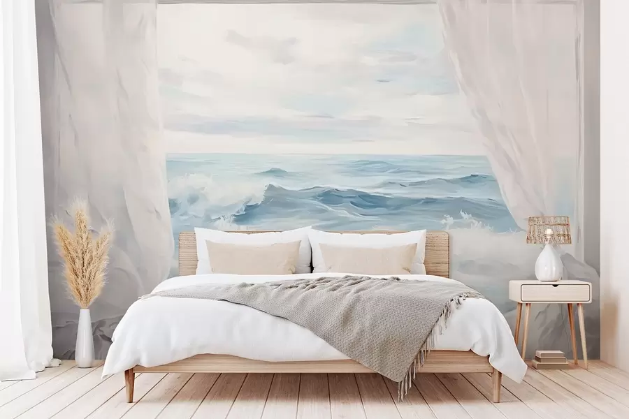 murais de parede Vista da janela para o mar w04230