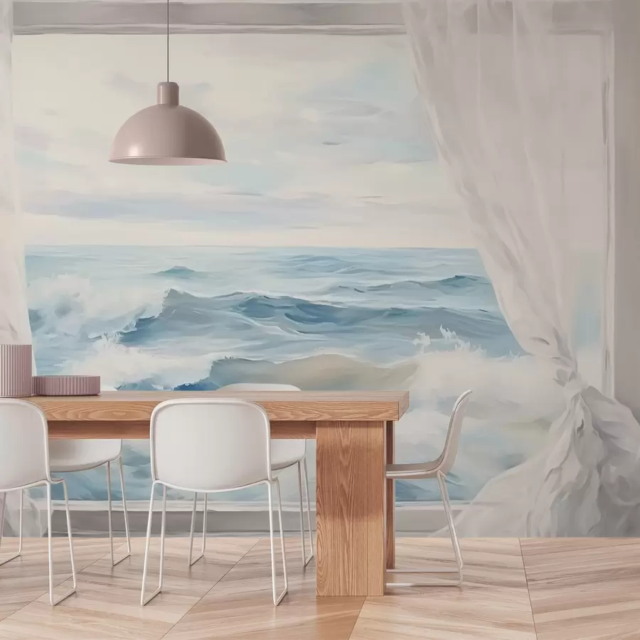 murais de parede Vista da janela para o mar w04230