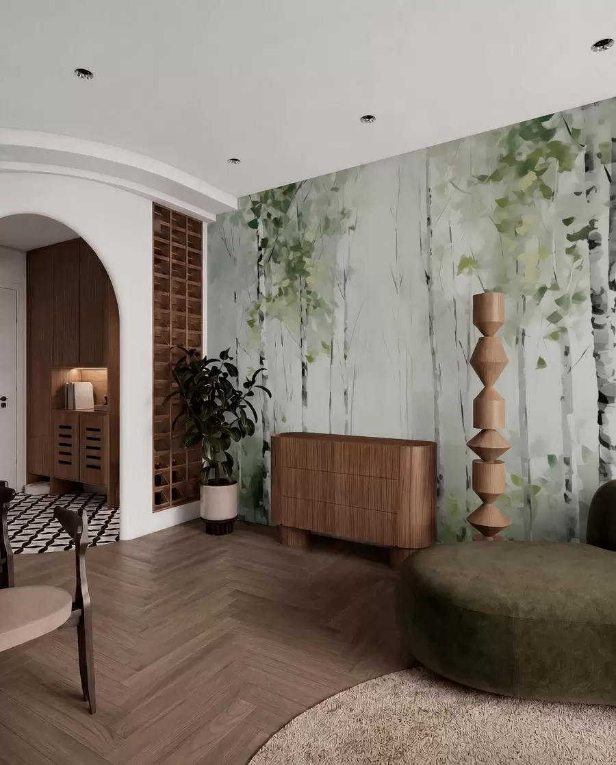 murais de parede Pintura de imitação de floresta decídua w04234