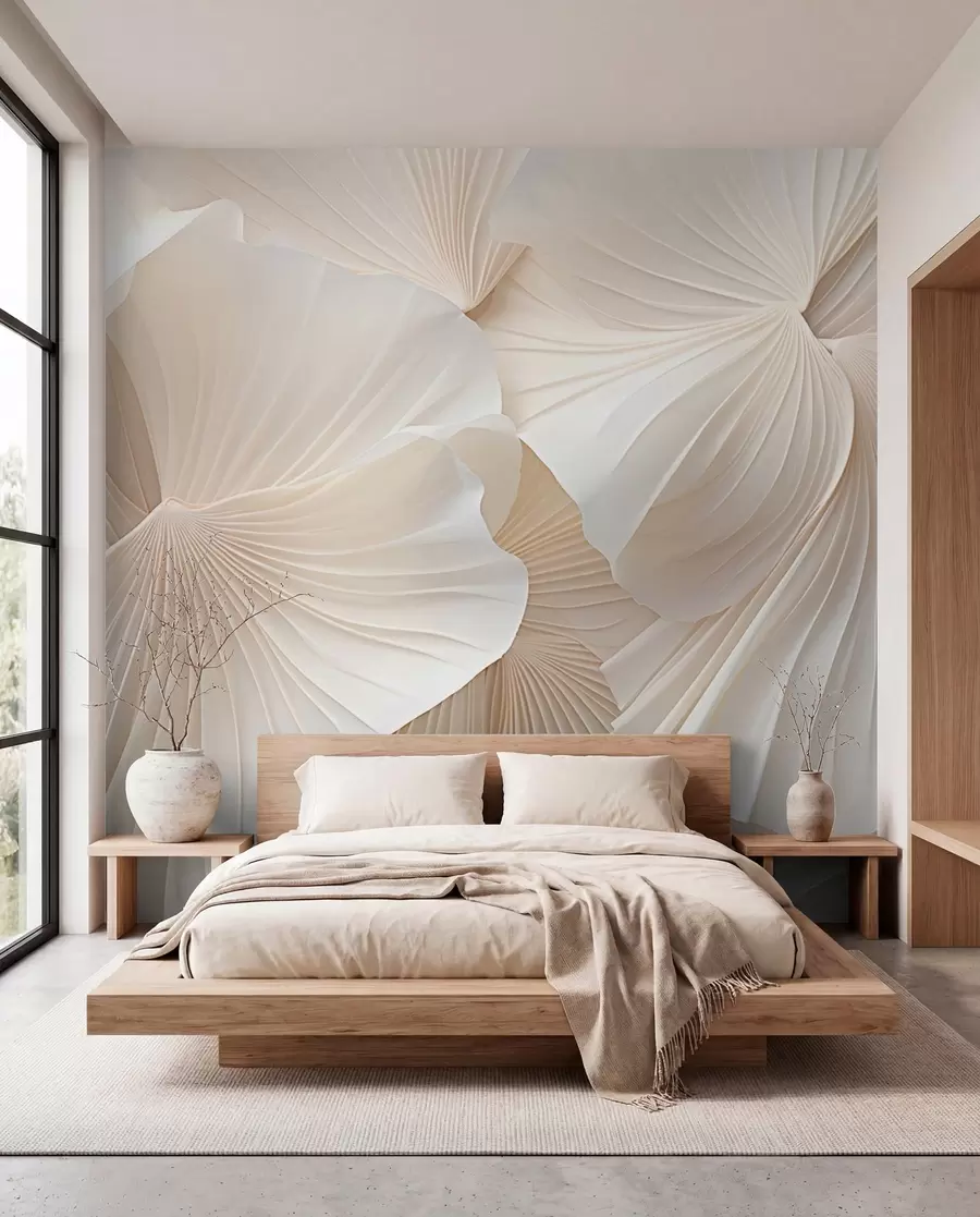 murais de parede pétalas, flores, branco, creme, textura, ternura, decorativo w04216