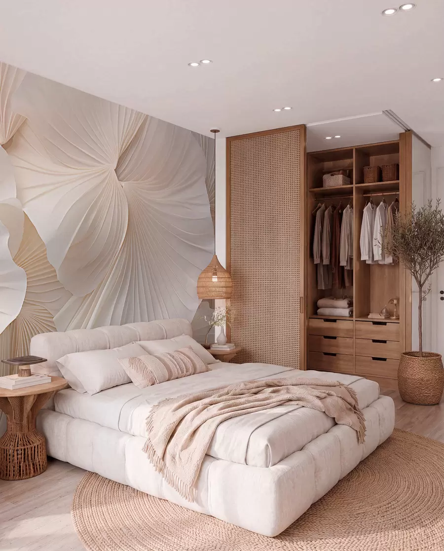 murais de parede pétalas, flores, branco, creme, textura, ternura, decorativo w04216