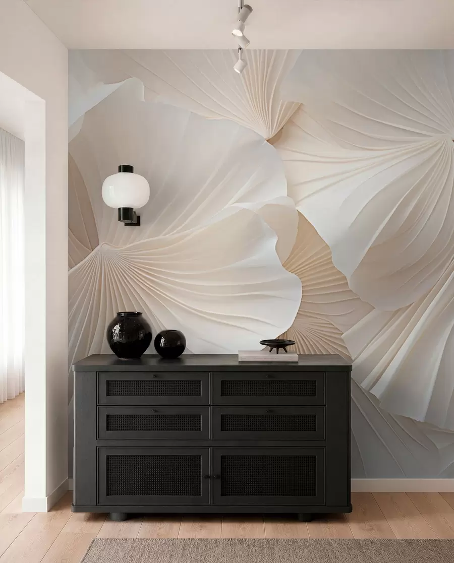 murais de parede pétalas, flores, branco, creme, textura, ternura, decorativo w04216