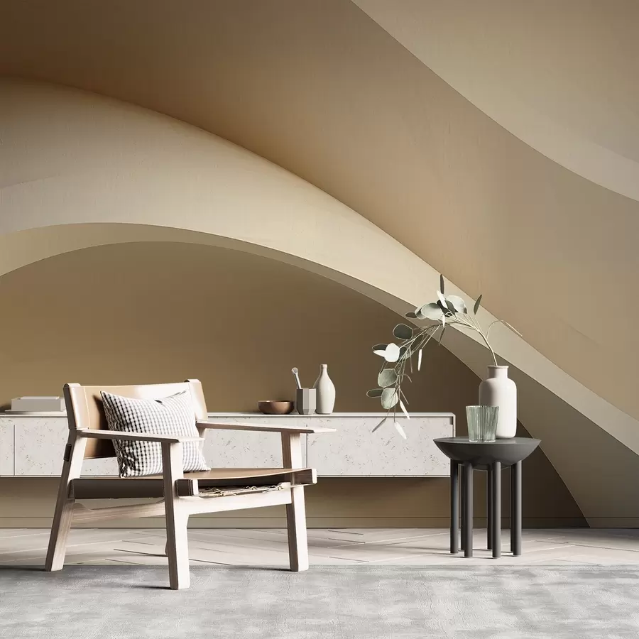 murais de parede abstração, ondas, curvas suaves, bege, suave, linhas, moderno w04217