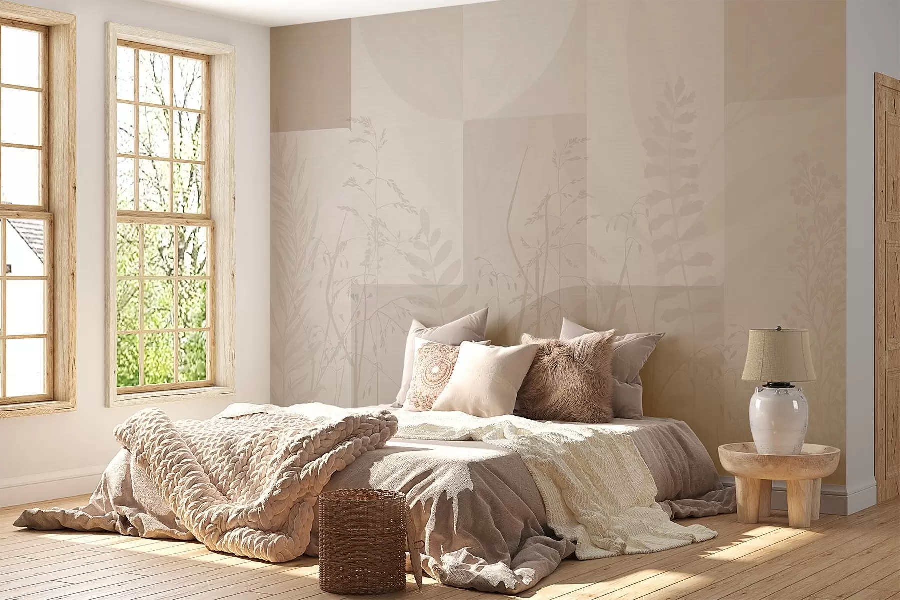 murais de parede Abstração com plantas, geometria w04240