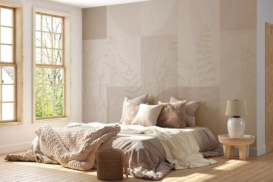 murais de parede Abstração com plantas, geometria w04240