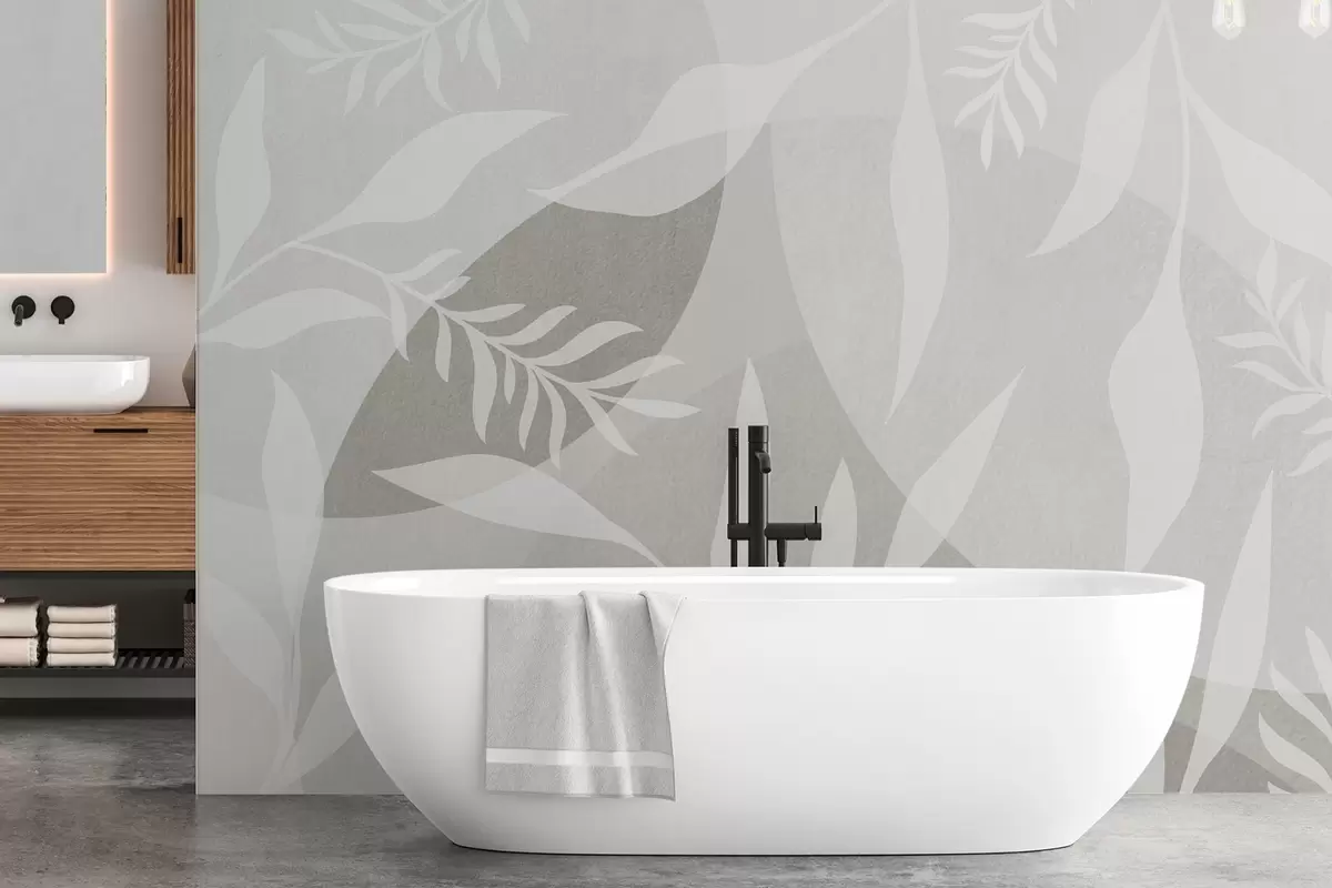 murais de parede Silhuetas de ramos sobre um fundo de círculos abstractos w04270