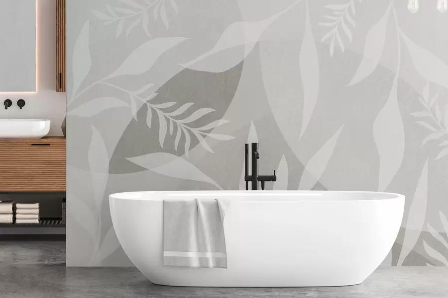 murais de parede Silhuetas de ramos sobre um fundo de círculos abstractos w04270