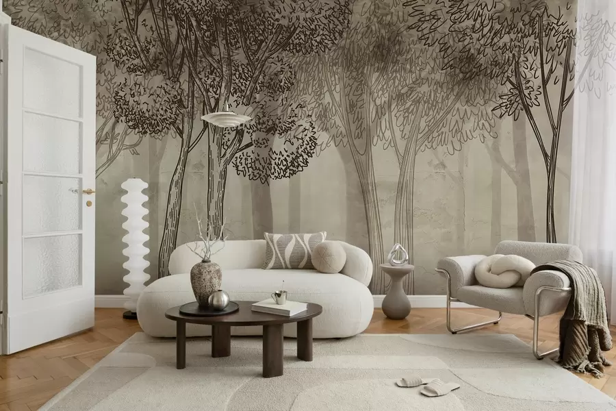 murais de parede Árvores frondosas e exuberantes w04251