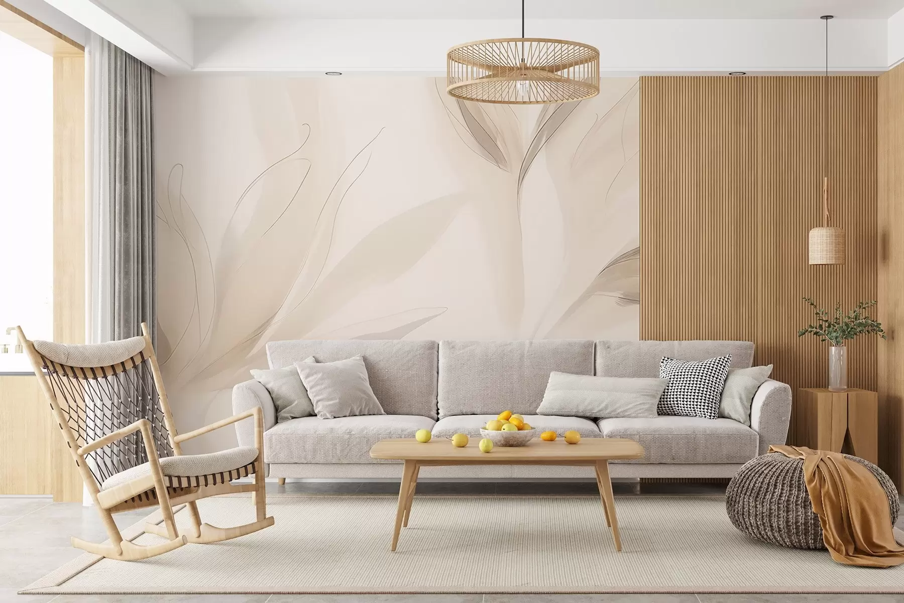 murais de parede Folhas abstractas claras w04243