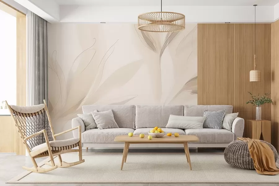 murais de parede Folhas abstractas claras w04243