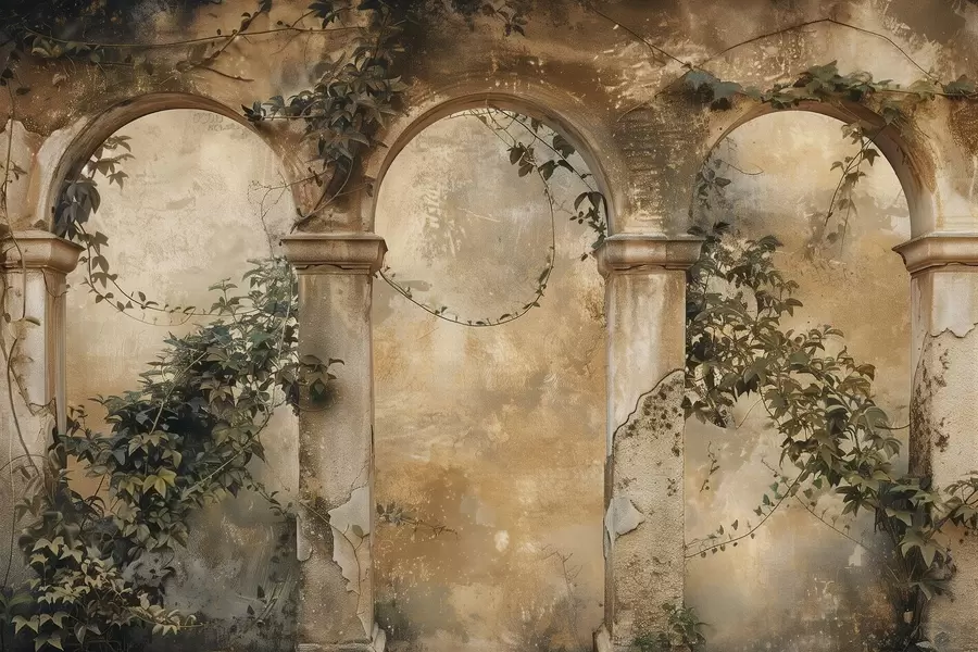 murais de parede arcos retro coloridos com hera w04304