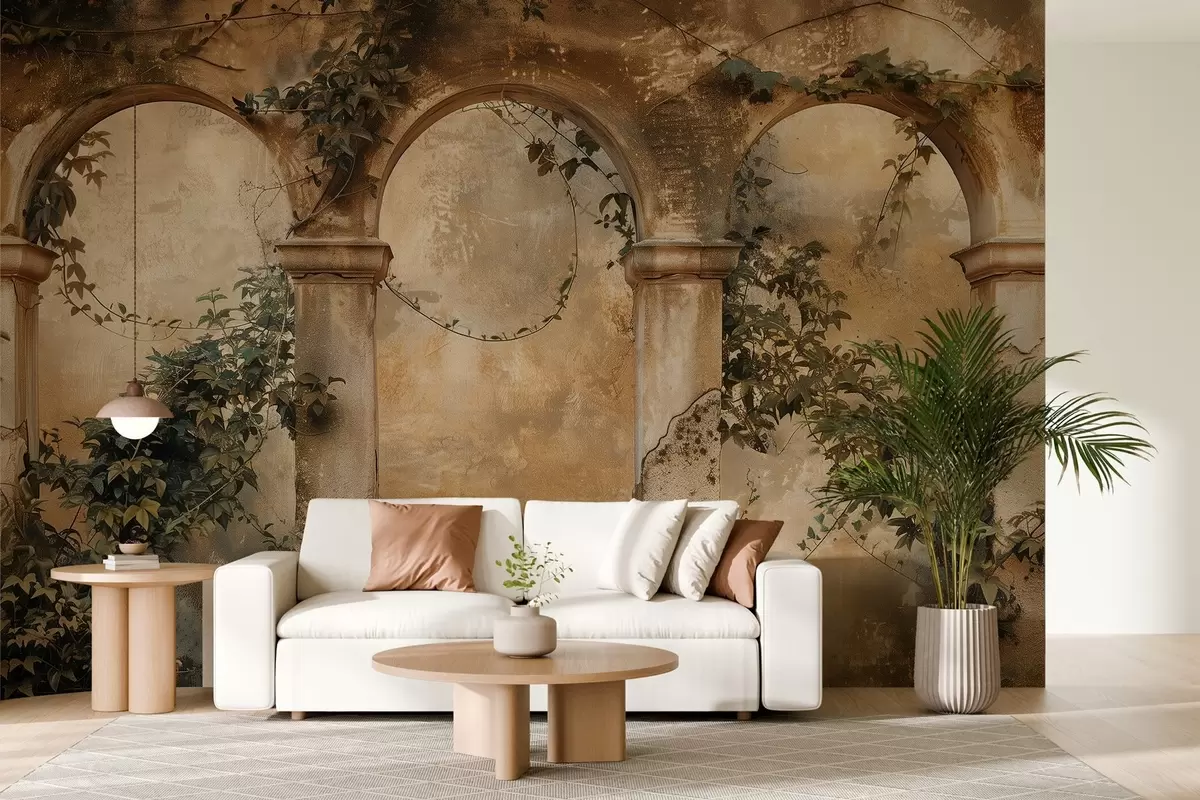 murais de parede arcos retro coloridos com hera w04304