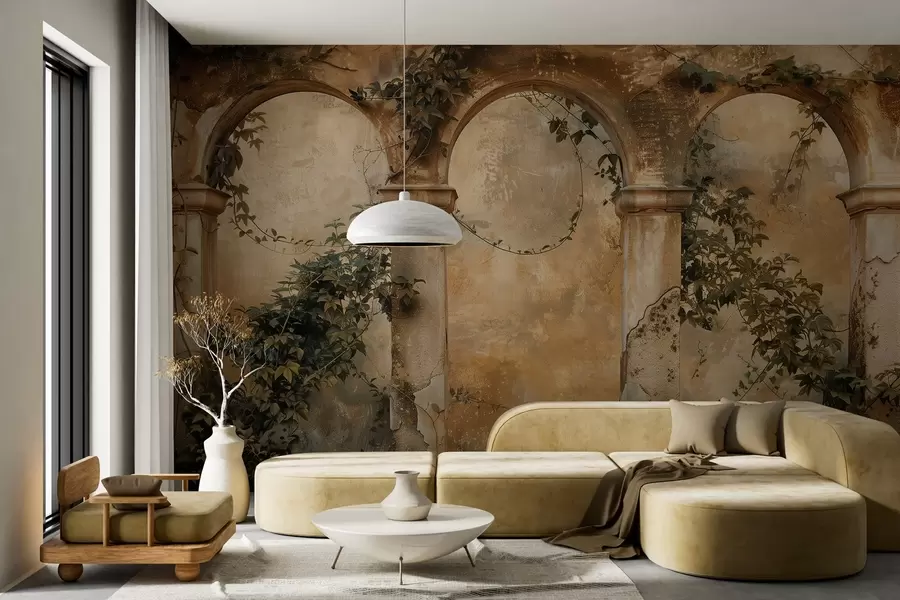 murais de parede arcos retro coloridos com hera w04304