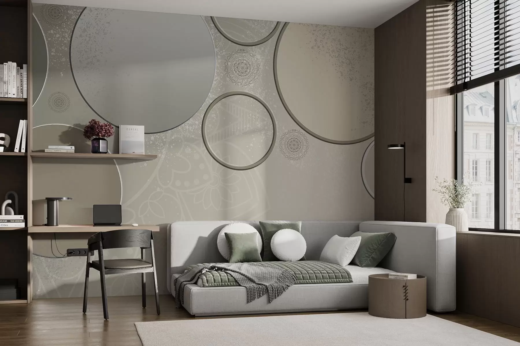 murais de parede Variedade de círculos sobre um fundo translúcido w09181