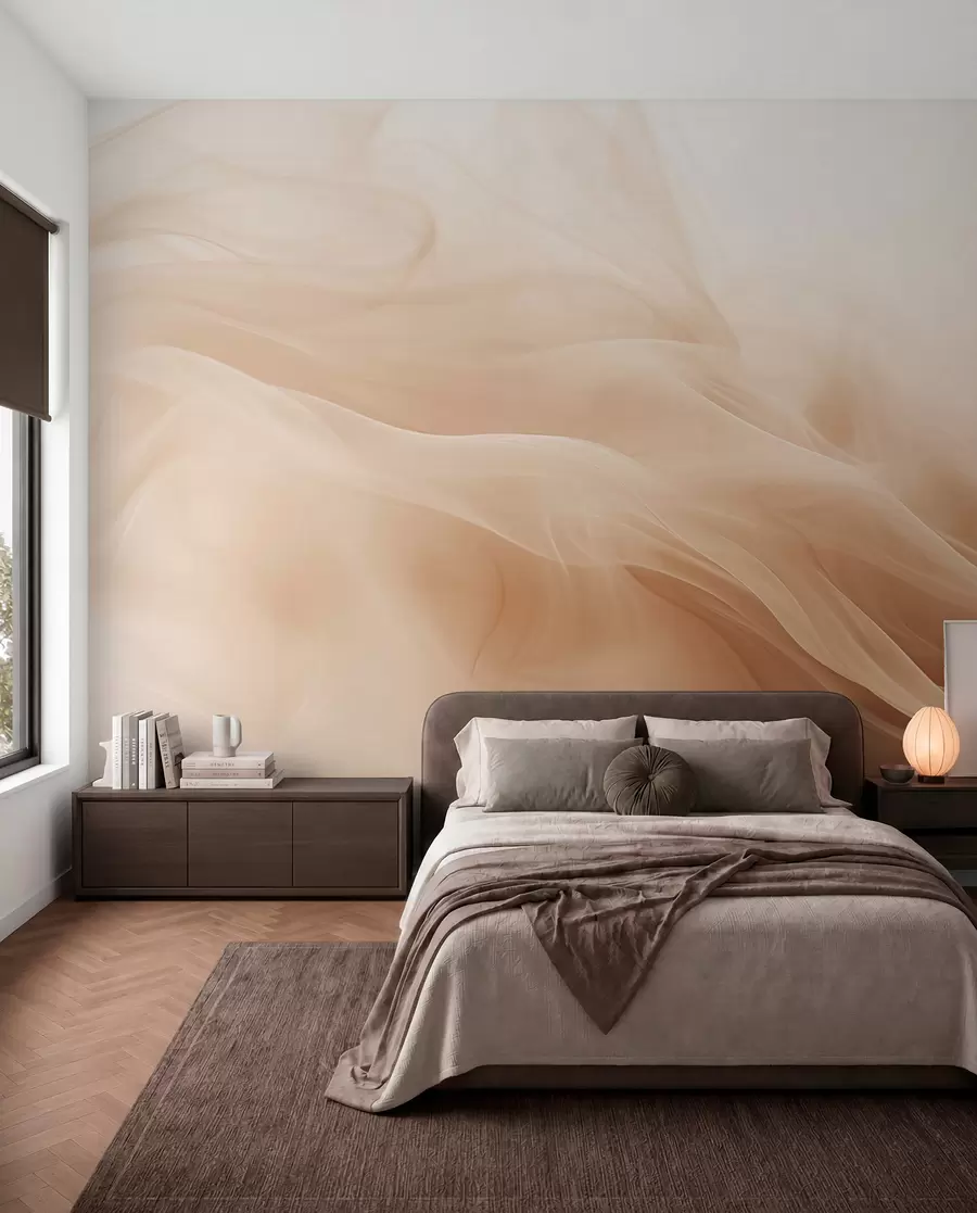 murais de parede Ondas esfumadas bege em estilo abstrato w09273