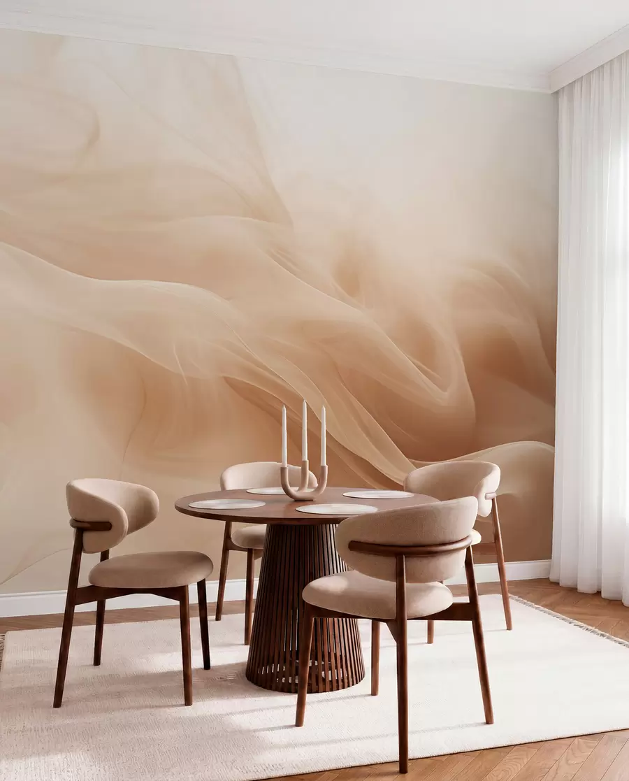 murais de parede Ondas esfumadas bege em estilo abstrato w09273