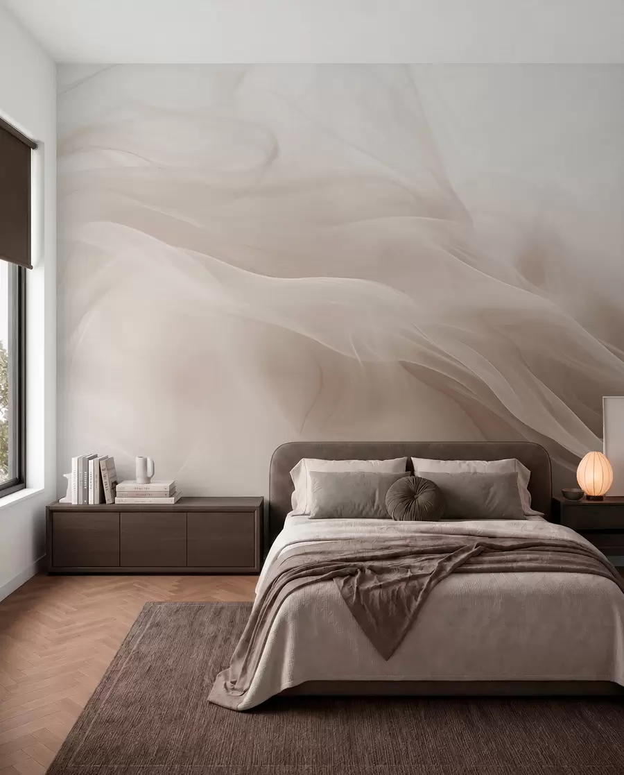 murais de parede Ondas esfumadas bege suaves em estilo abstrato w09273v1