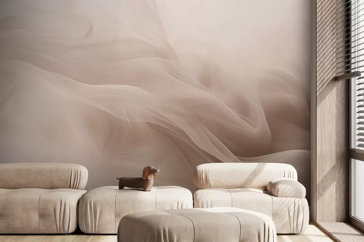 murais de parede Ondas esfumadas bege suaves em estilo abstrato w09273v1