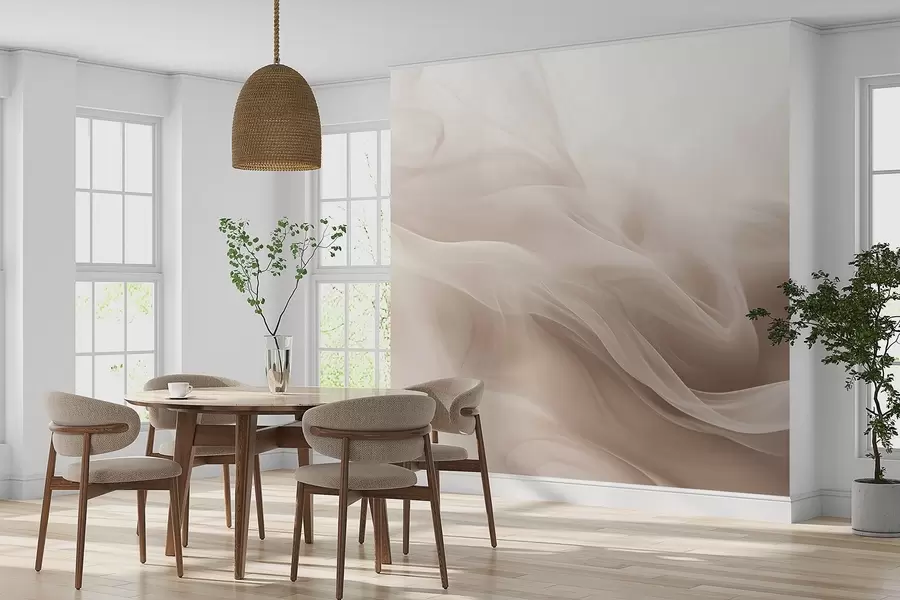 murais de parede Ondas esfumadas bege suaves em estilo abstrato w09273v1