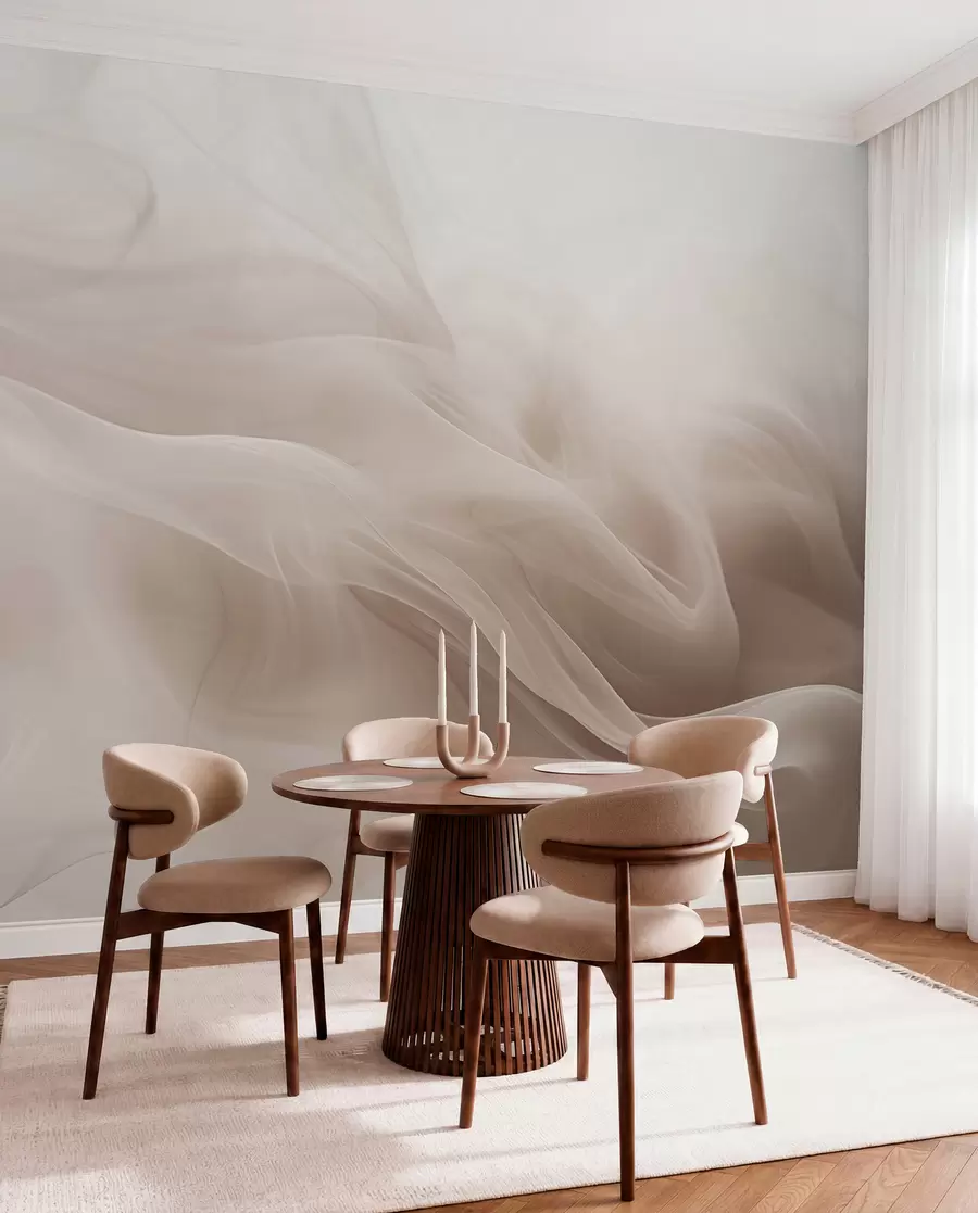 murais de parede Ondas esfumadas bege suaves em estilo abstrato w09273v1
