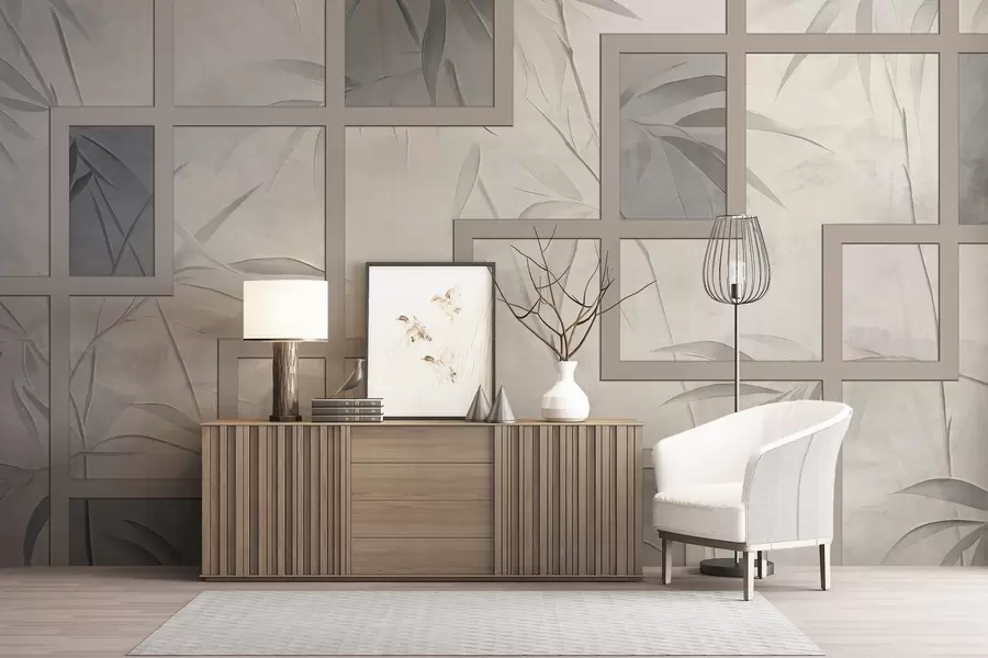 murais de parede Bambu e geometria w04319