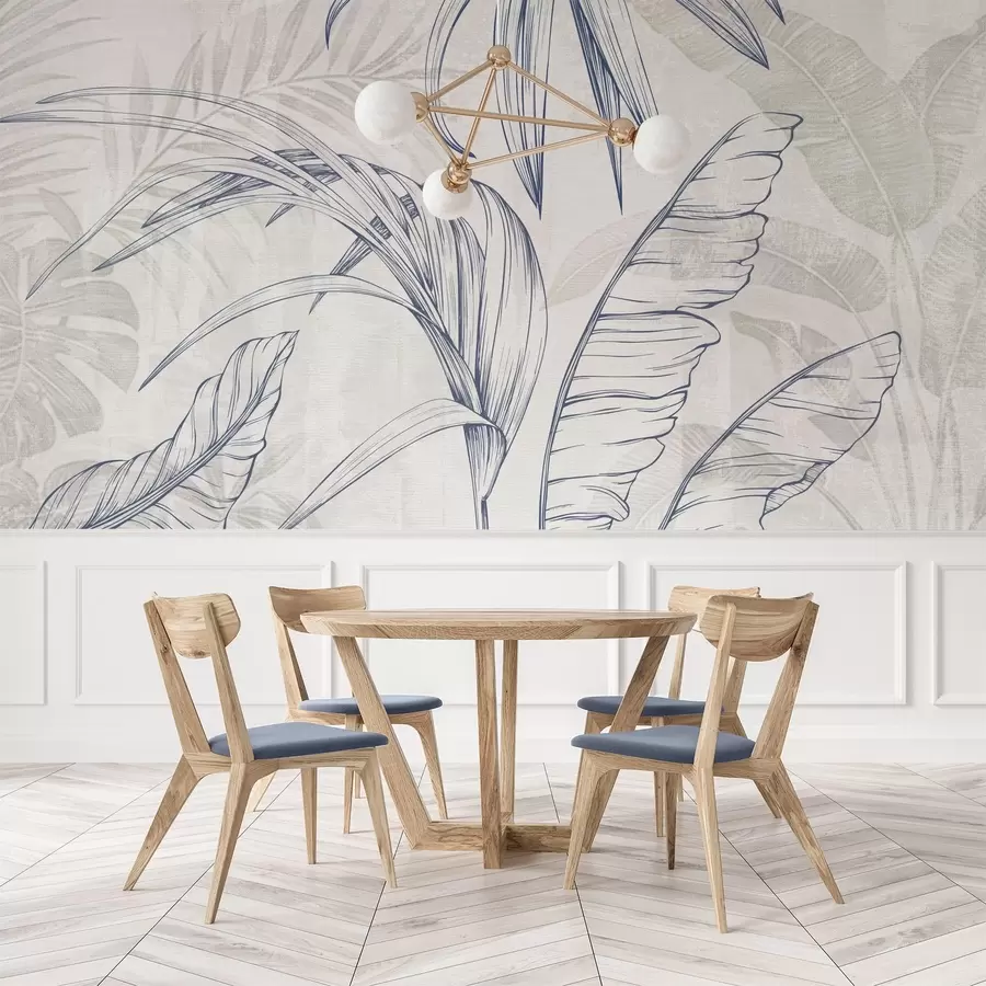 murais de parede Folhas sobre o fundo com imitação de desfoque e textura w04362v1