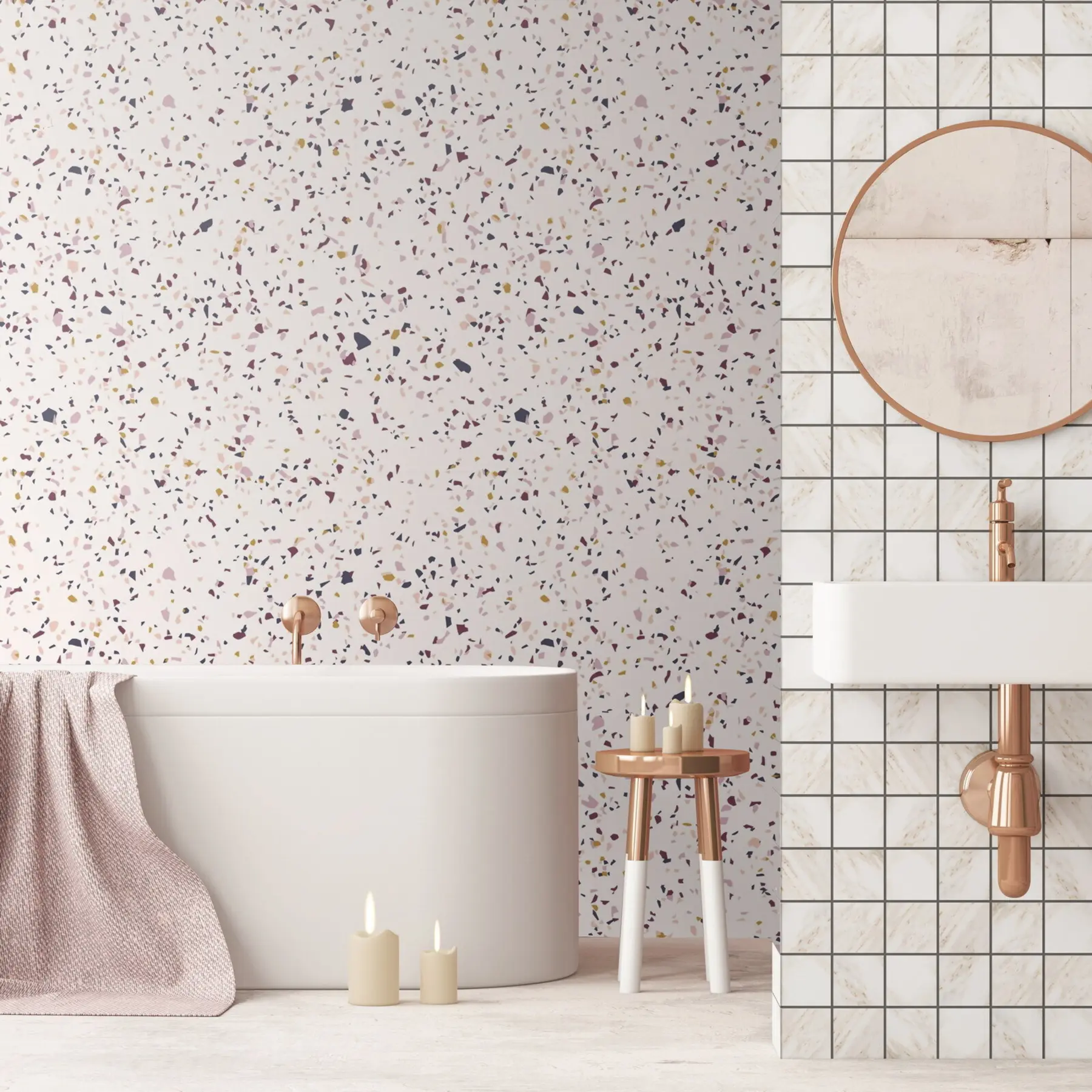 murais de parede Efeito migalha de cor, estilo Boho u71766