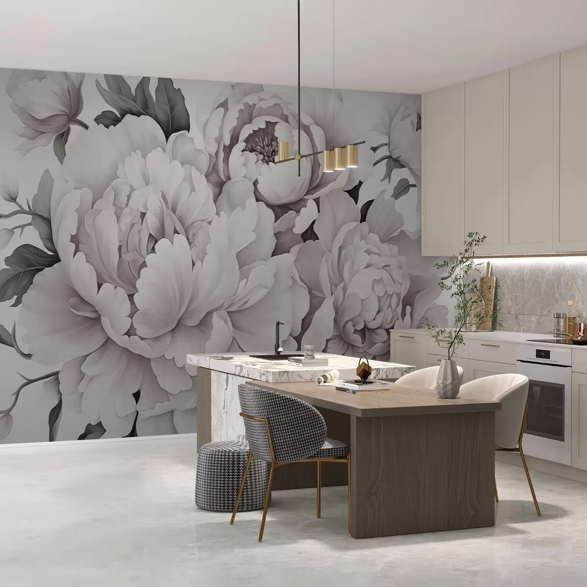 murais de parede Peónias delicadas w04365v2