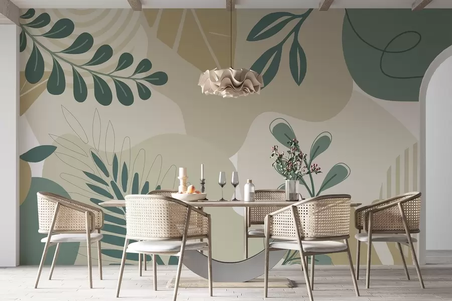 murais de parede Abstração, folhas w04366v2