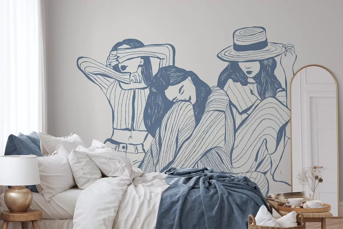 murais de parede Raparigas tons de azul w04384v1