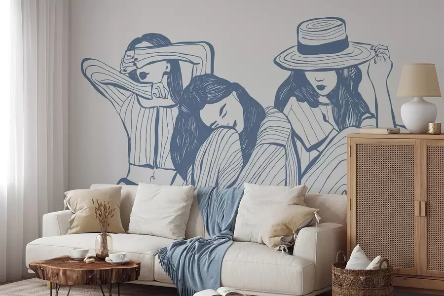 murais de parede Raparigas tons de azul w04384v1