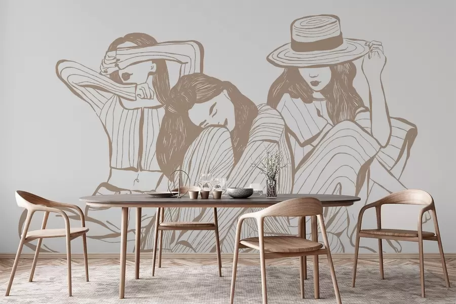 murais de parede Raparigas tons de bege w04384v2