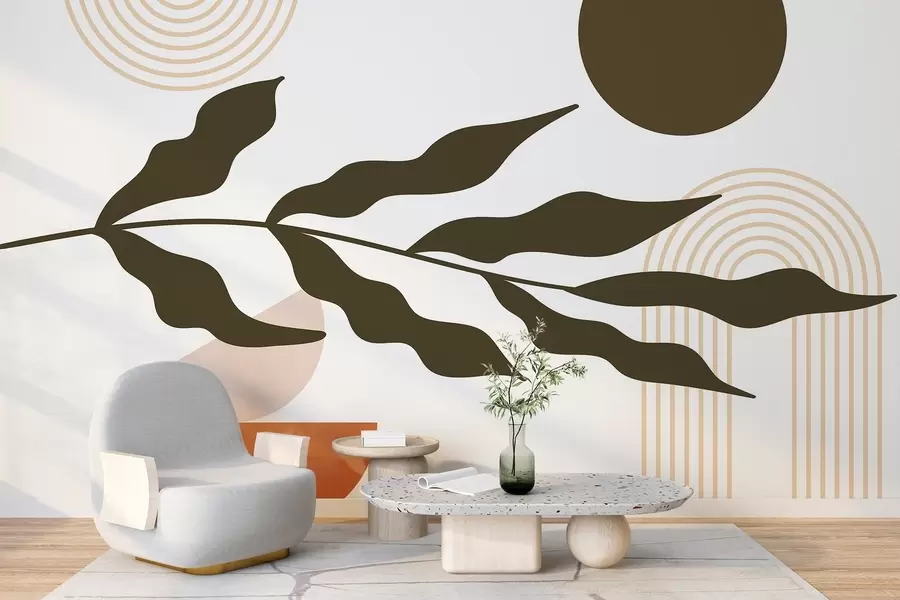 murais de parede Abstração, folhas, arcos lineares w04386
