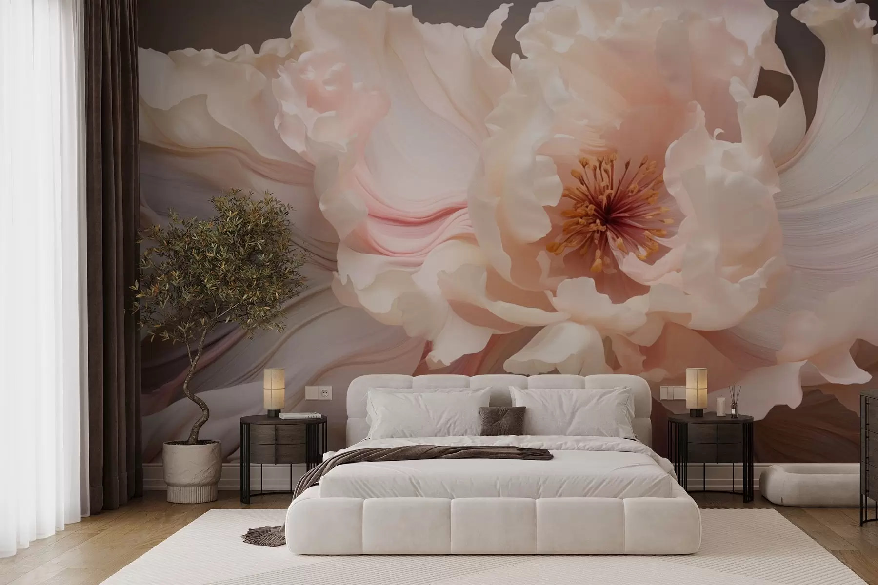 murais de parede Flor abstrata em tons pastel suaves w04346