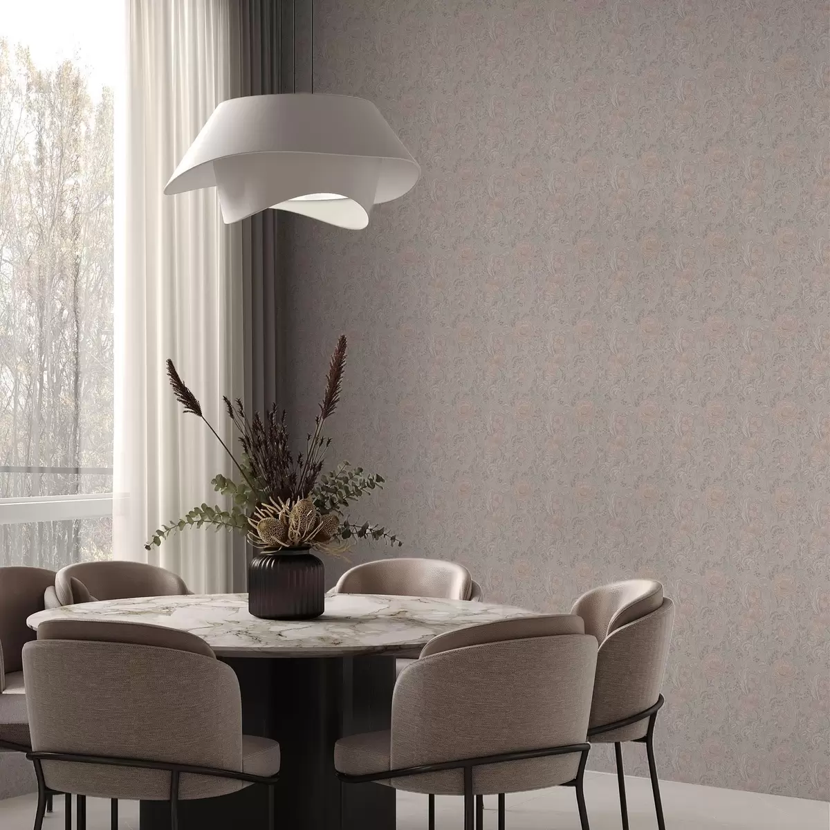 Papel de parede Flores pastel suaves em estilo art nouveau a00394