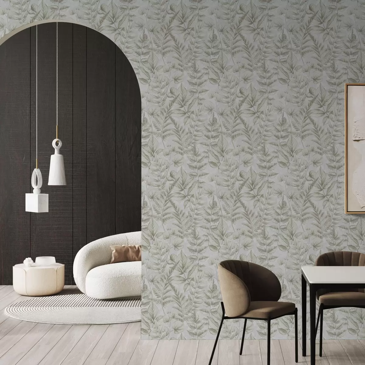 Papel de parede Folhas pastel suaves em estilo botânico de aguarela a00437