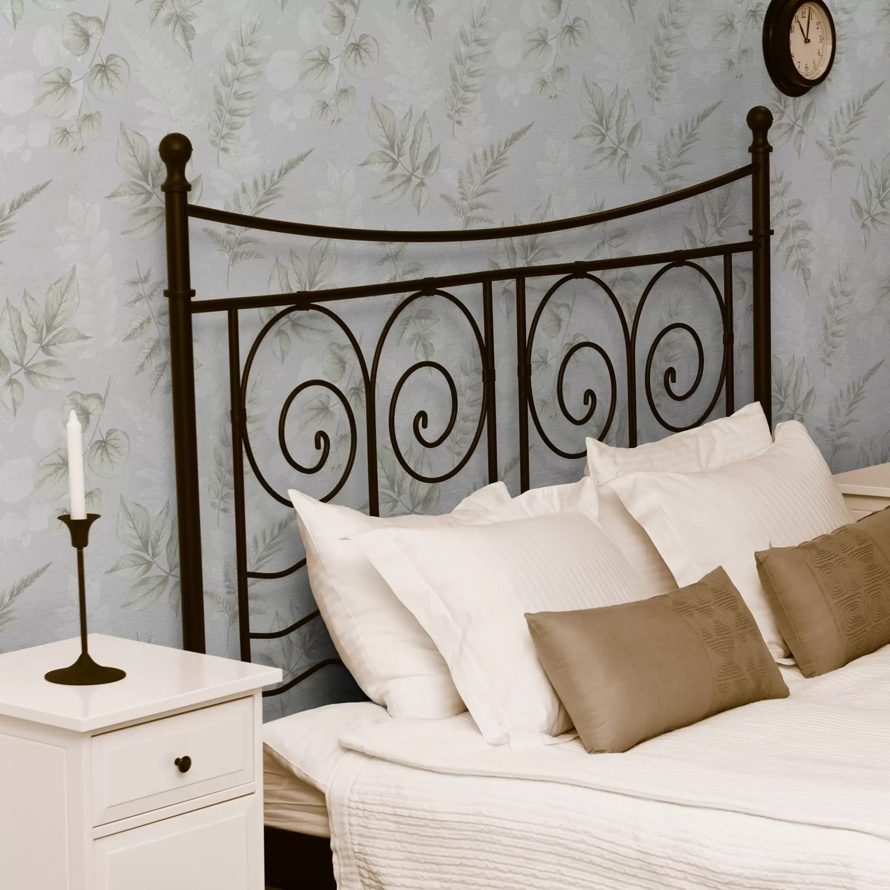 murais de parede Folhas de aguarela claras com efeito de salpicos sobre um fundo cinzento a00446