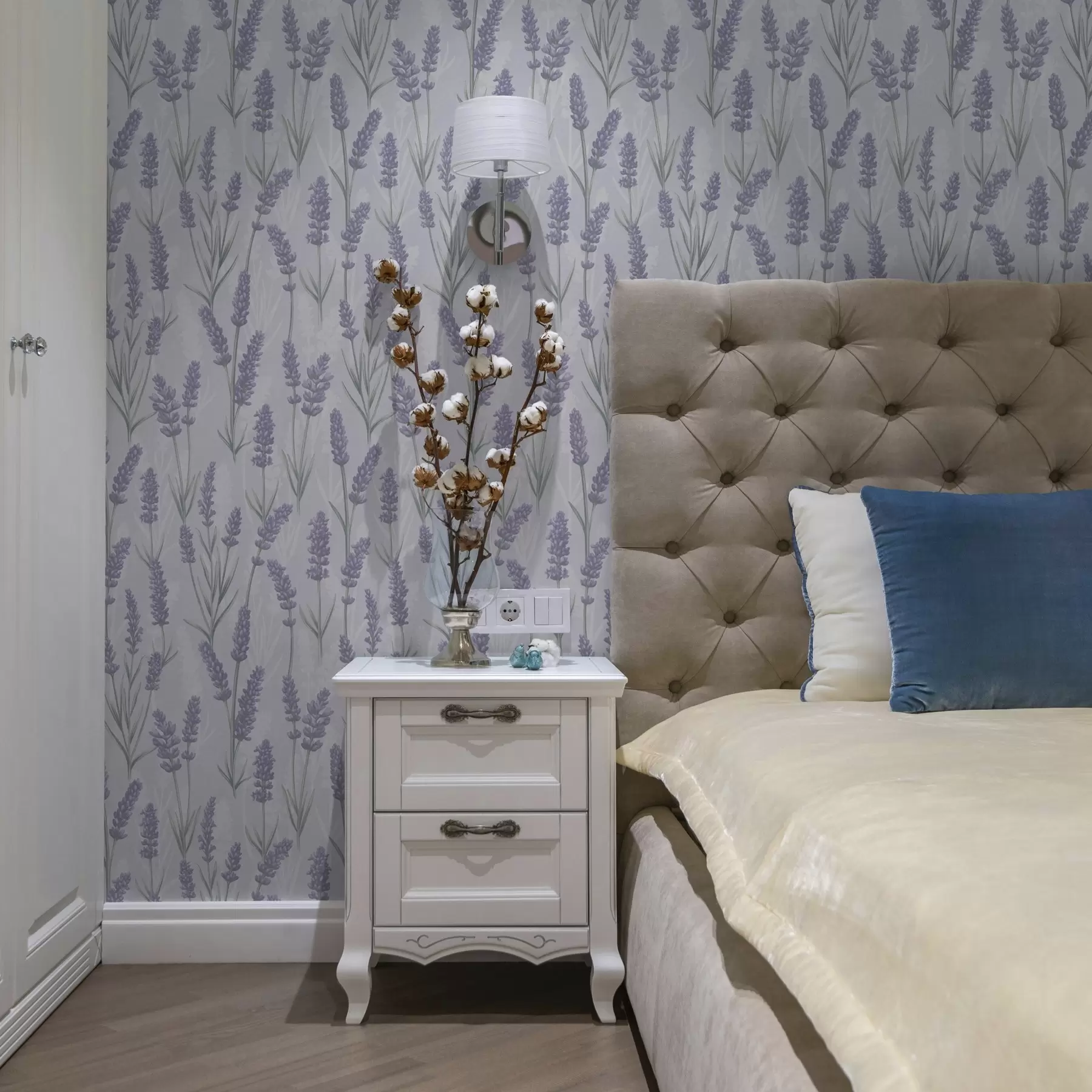 murais de parede Raminhos de alfazema numa paleta de aguarela roxa pálida a00447