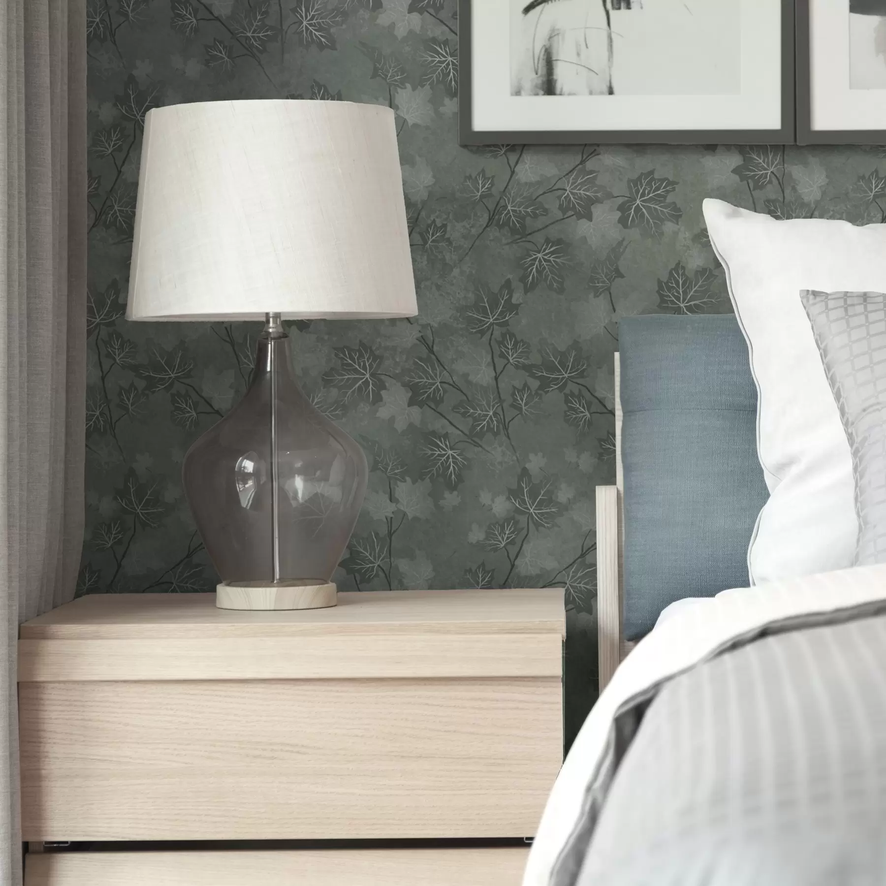 murais de parede Folhas de ácer mate em tons verdes suaves a00464