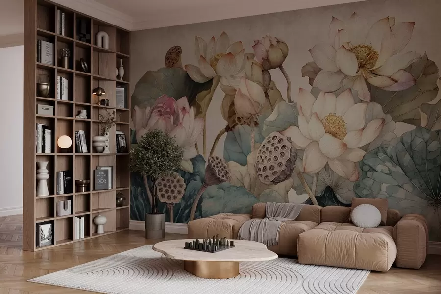 murais de parede nenúfares de textura grande w04309