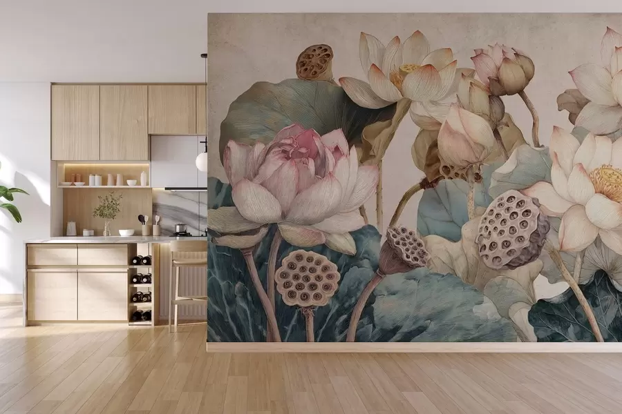 murais de parede nenúfares de textura grande w04309