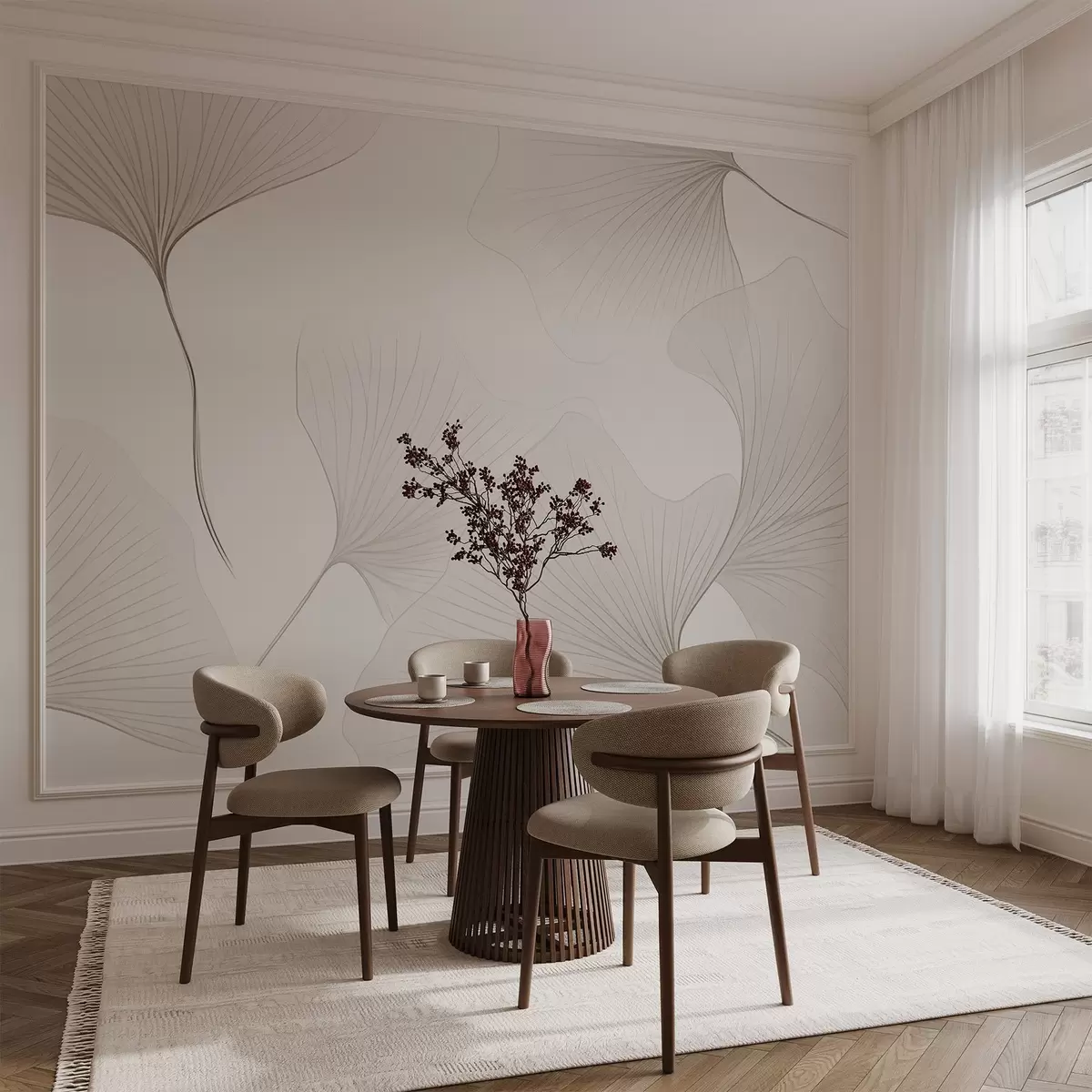 murais de parede Folhas de ginkgo transparentes w04433v1